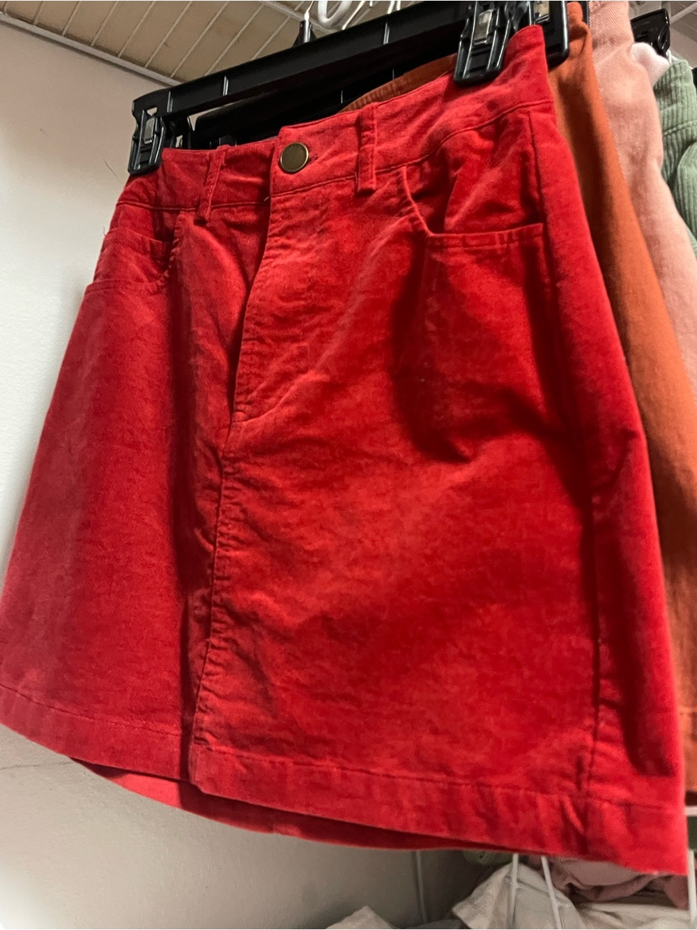 Copper Key Red Corduroy Mini Skirt